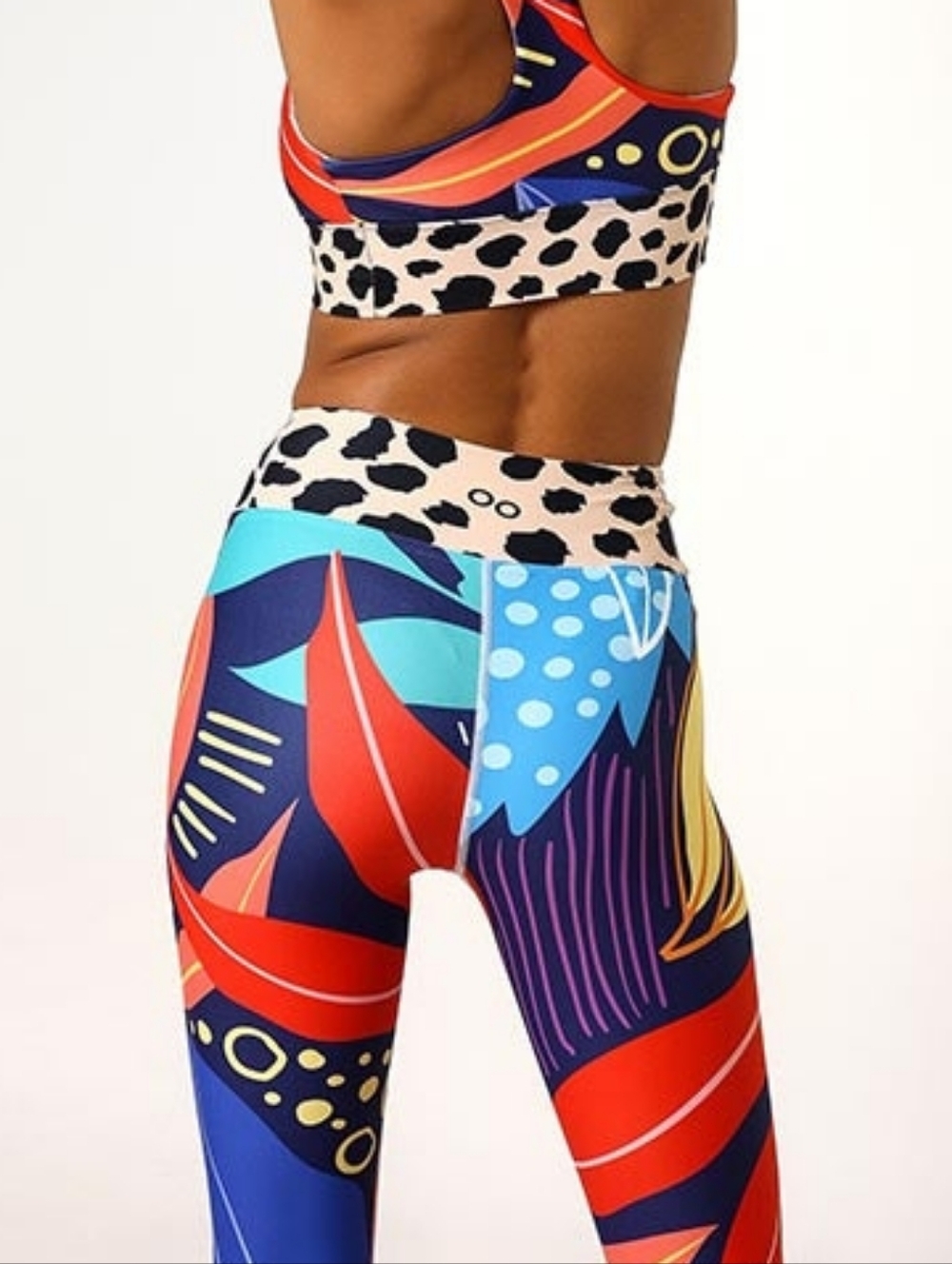 Loony Legs LONDON Floral Leggings "Animal Leaves" Blue/Orange/Green - Picture 5 of 11
